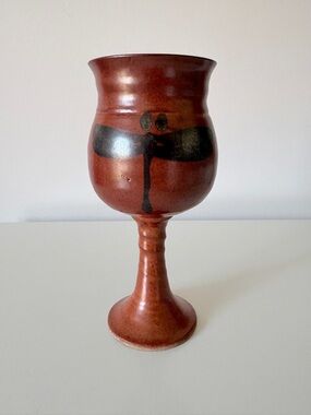 Studio Pottery Large Dragonfly Goblet Stoneware Ontario Potter Richard Fisher